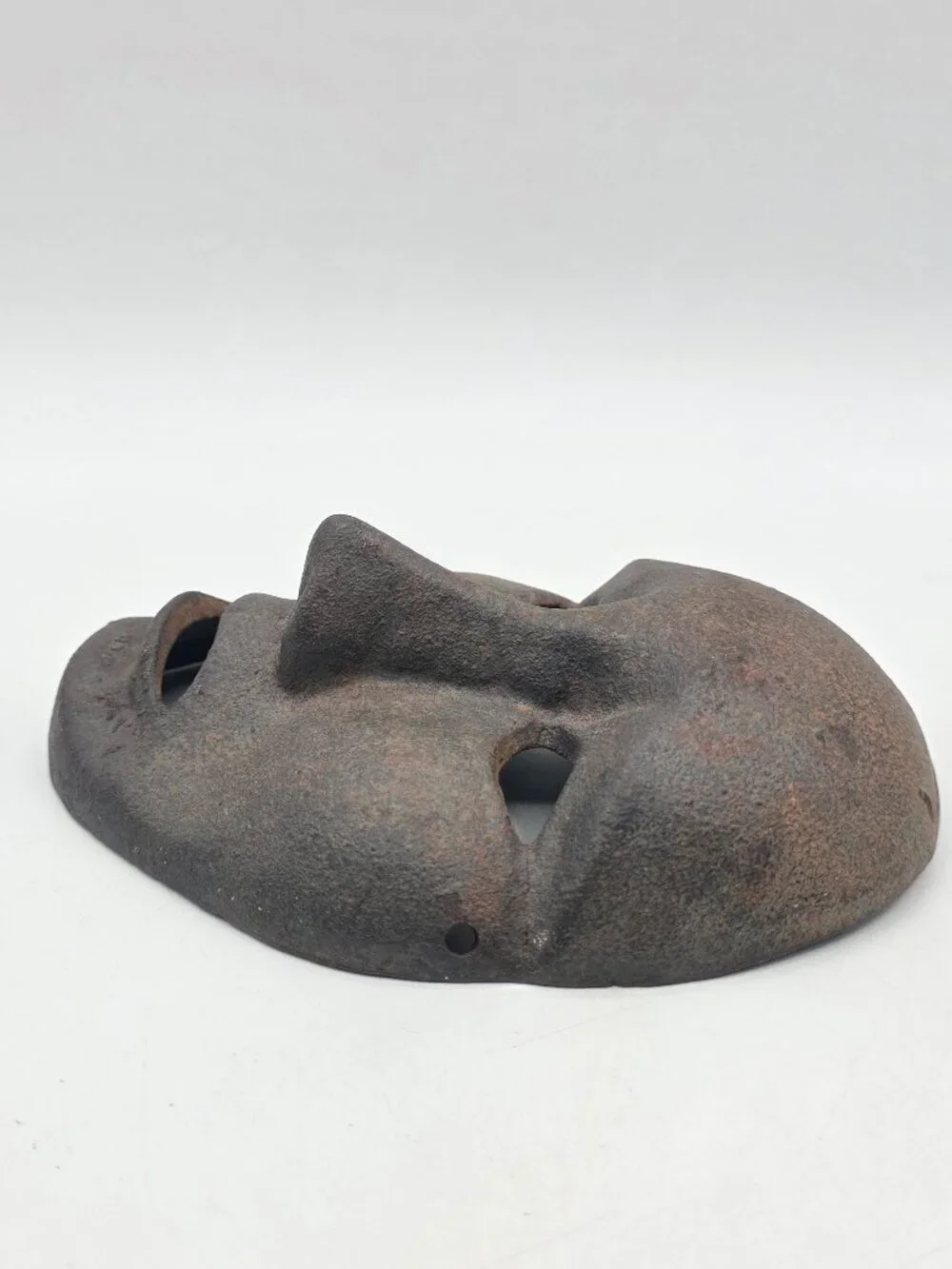 Cast Iron VTG Face Mask Wall Decor Rare Rustic Primitive Industrial Gothic Art